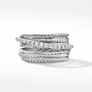 David Yurman crossover ring with diamonds 11mm size 6.5